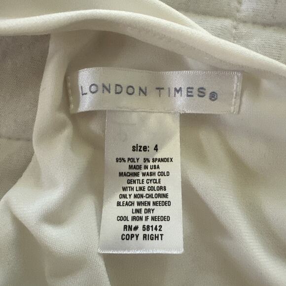LONDON TIMES Womens Dress 4 White Black Color Block Retro Y2K Plunging V-Neck - Picture 5 of 10